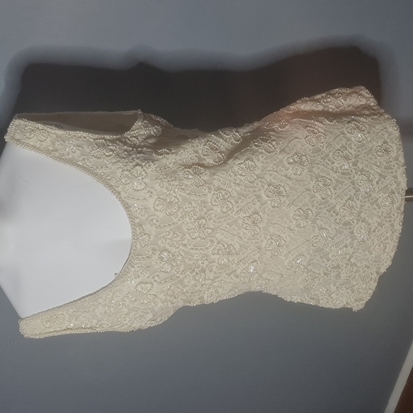 Vintage Pearl cream beaded top vintage size Large - Picture 6 of 10